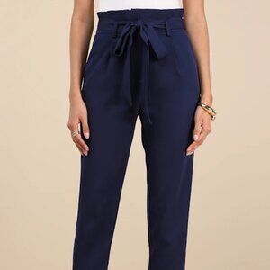 Lulus With Confidence Navy Blue Paper Bag Waist Pants